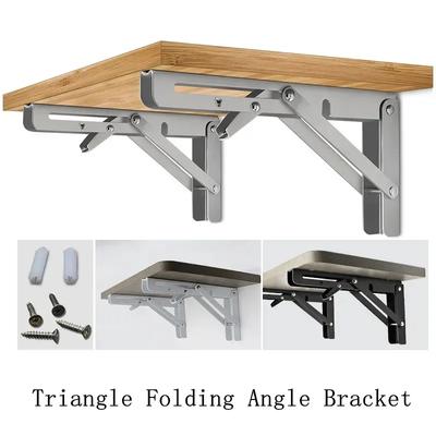 2 Pezzi Staffa Pieghevole in Acciaio 6/8 Pollici Regolabile a Parete Triangolare Pieghevole Tavolo Mensole Ferramenta