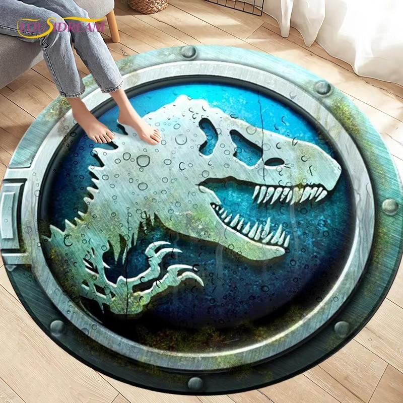 

Living Room Carpet Children Cartoon Dinosaur 3D Round Mats for Coffee Table Home Kids Floor Rug Covering Anti-Slip Tapis Salon 80cm