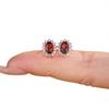 1 Carat Imitation Natural Garnet Gemstone Stud Earrings Rose Gold Princess Diana Earrings