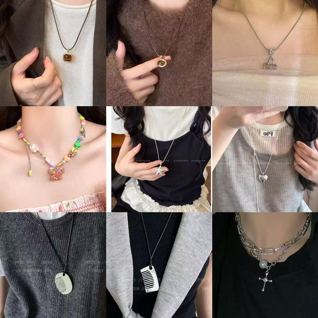 Japanese matte premium leaf pendant necklace women's premium long versatile accessories old retro sweater chain