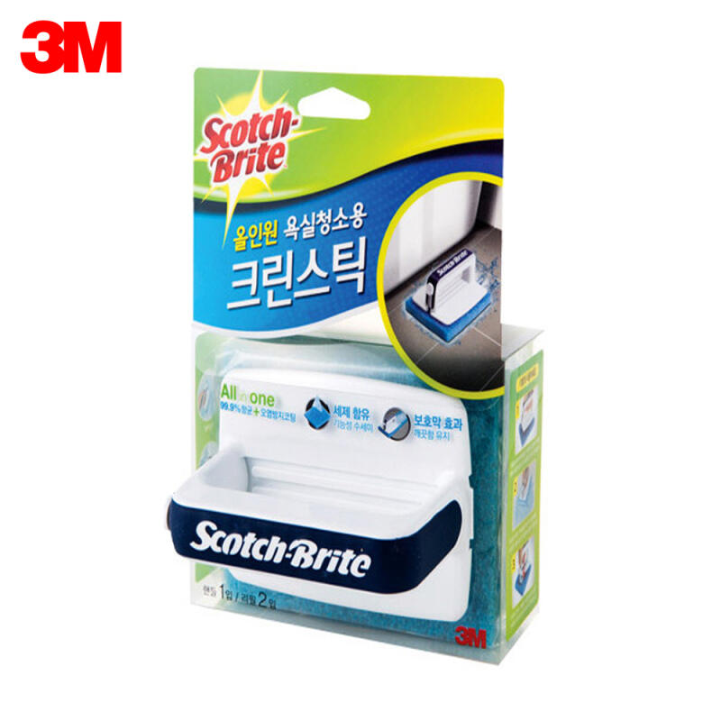 3M All-in-One Bathroom Cleaning Stick 83345 (1 Handle, 2 Refills)