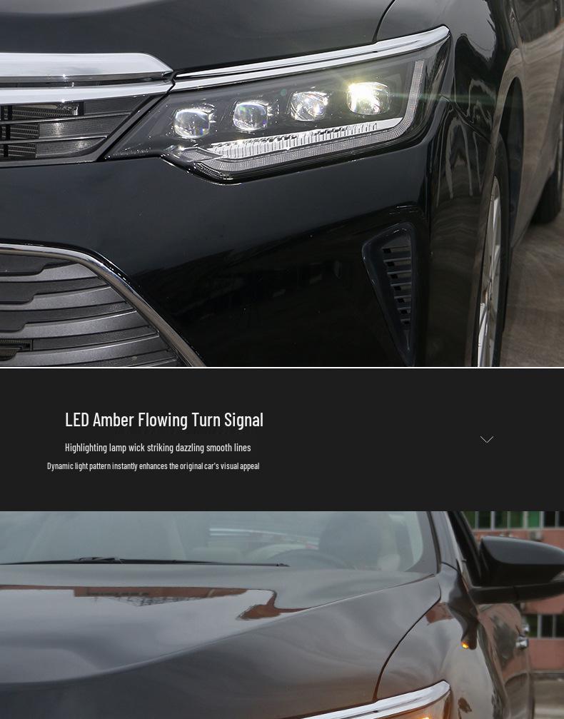 LED Headlight Assembly with Crystal Lens for 2015-2017 Toyota Camry - Includes Daytime Running Light