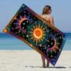 1pc Bohemian Sun, Moon & Starry Night Beach Towel - Ultra-Soft Microfiber Quick-Dry Large Rectangular Bath Towel with Vibrant