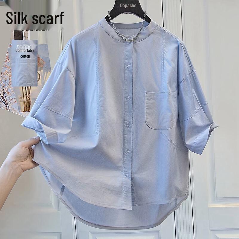 Women s Round Neck Solid Cotton Commuter Shirt M