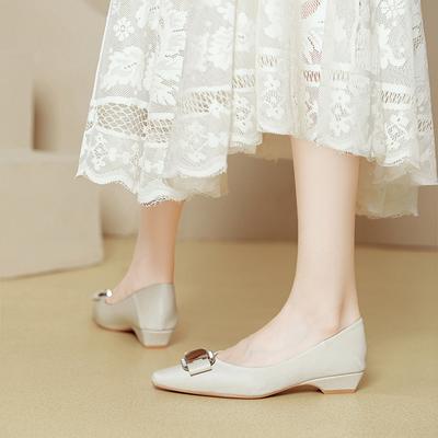 Chaussures simples à talons bas et à bouche légère, cuir souple, nouvelles chaussures pour femmes, deux façons de porter, ne fatiguent pas les pieds, talons épais à bout carré