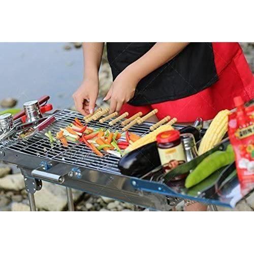 4 pics Brochettes de barbecue - bois inoxydable cordes poignée en acier - 38 cm torsadée bâton métallique Kabab et barbecue cuisson