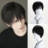 Anime Halloween Wig Dark Black for Layered Short Hair Wigs with Bangs Wigs for Women Party
