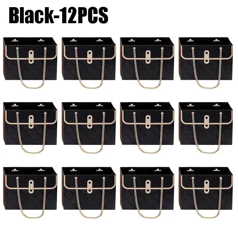 Flower Bags for Bouquets Small Flower Boxes for Arrangements with Metal Chain Cute Purse Paper Gift Box Floral Packing Tote Bags