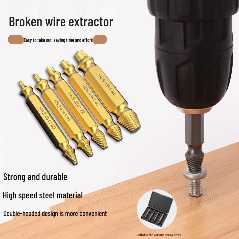 Quick-Thread Bolt Extractor with Anti-Slip Teeth for Short-Head Screws