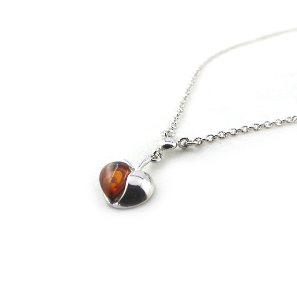 Les Trésors De Lily [N2268] - Silberkette 'Liebesapfel' Bernstein (rhodiniert) - 15x12 mm