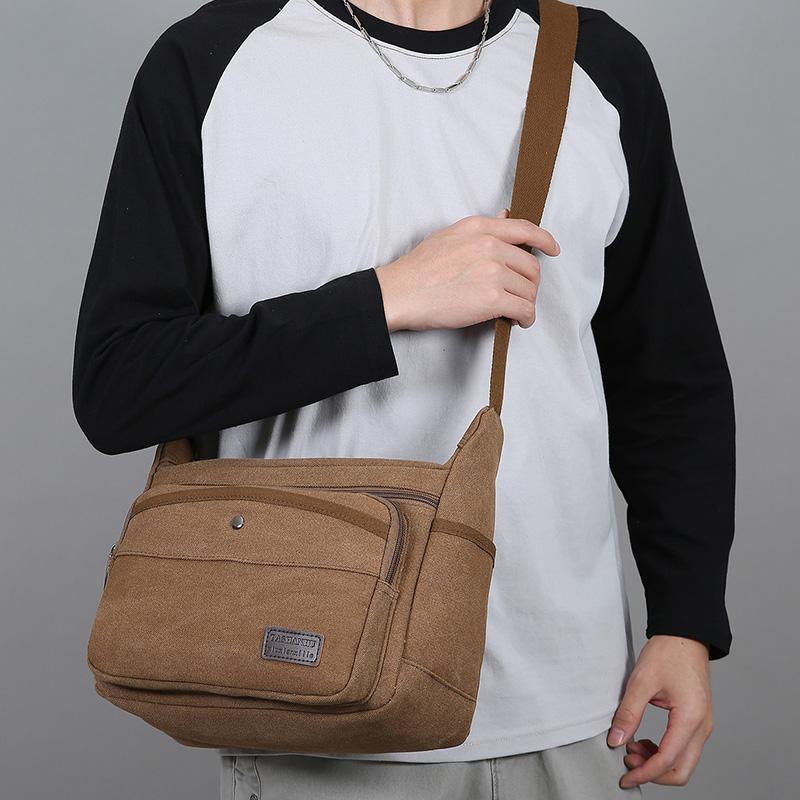 Men's High Quality Canvas Shoulder Bag – Fashion Crossbody Tote for Casual Outings Travel & Office