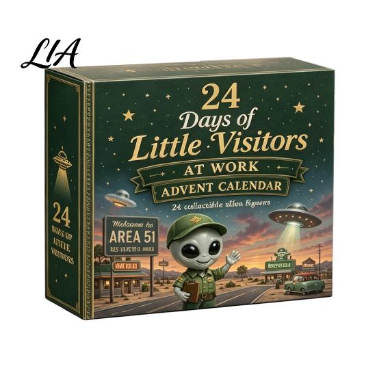 Holiday Countdown Calendar with Ornaments 2026 Spirit Advent Calendar, 24-Day Mini Figure Set, Elf Alien Christmas Decoration Fairy Ornament