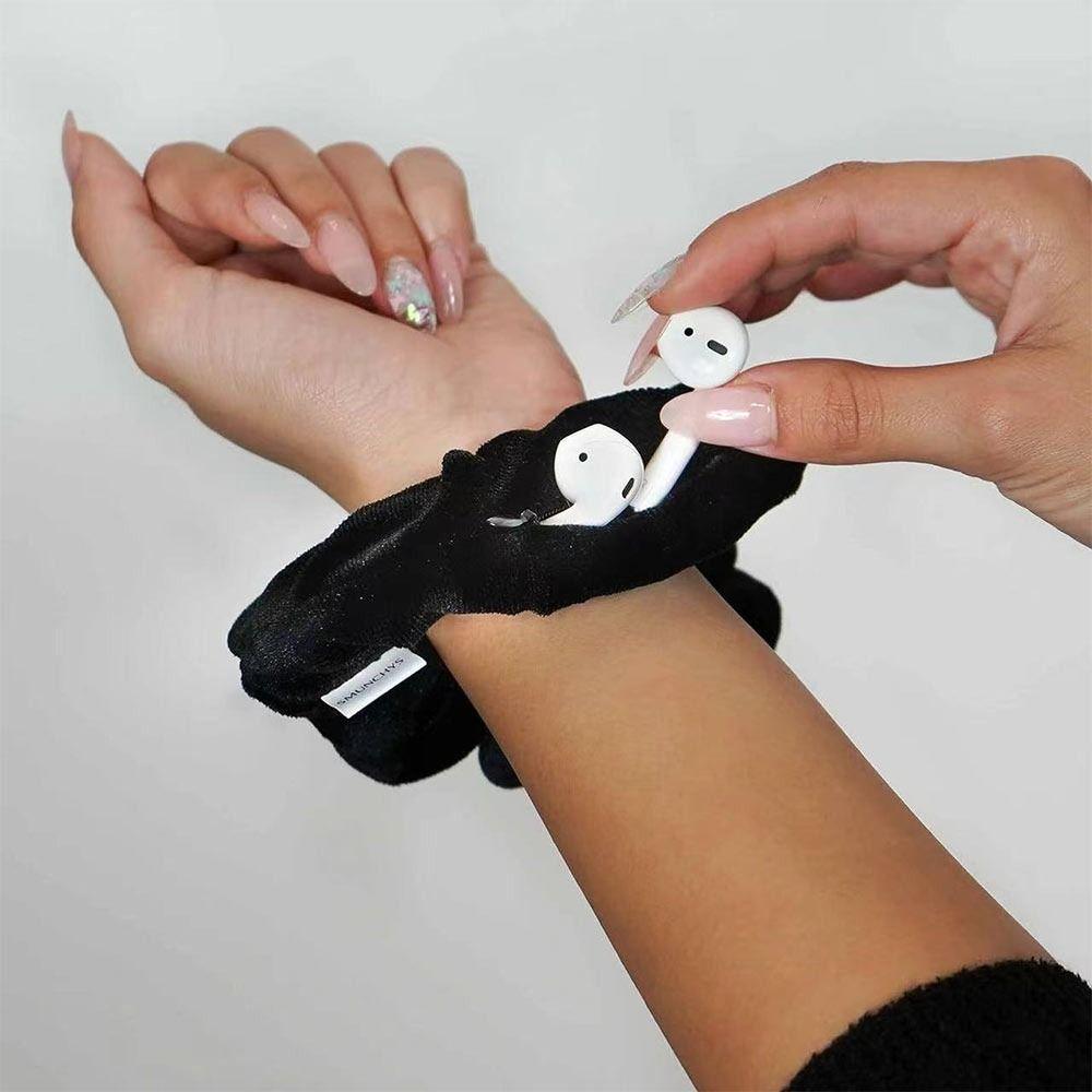 With Hidden Pocket Hair Tie Soft Fabric Stash Scrunchie Trendy Scrunchie  Women Girls