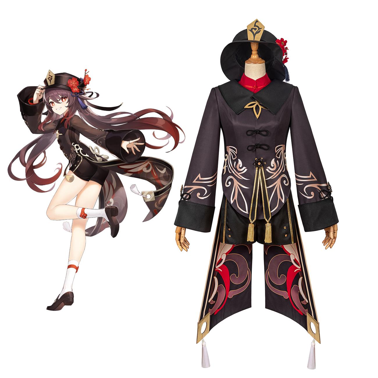 

Косплей-костюм Ху Тао, виготовлений на замовлення, повний набір для вечірки на Хелловін XXXL-(Suit+Wig)