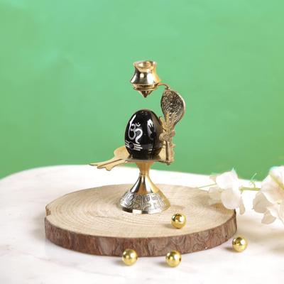 Idolo Shivling Scultura in Ottone Shiva Shivlingam Puja Abhishek Patra con Trishul e Statua Naga Figurine di Dio Decorazioni Regali (3 x 2.6 x 4.7 Pollici)