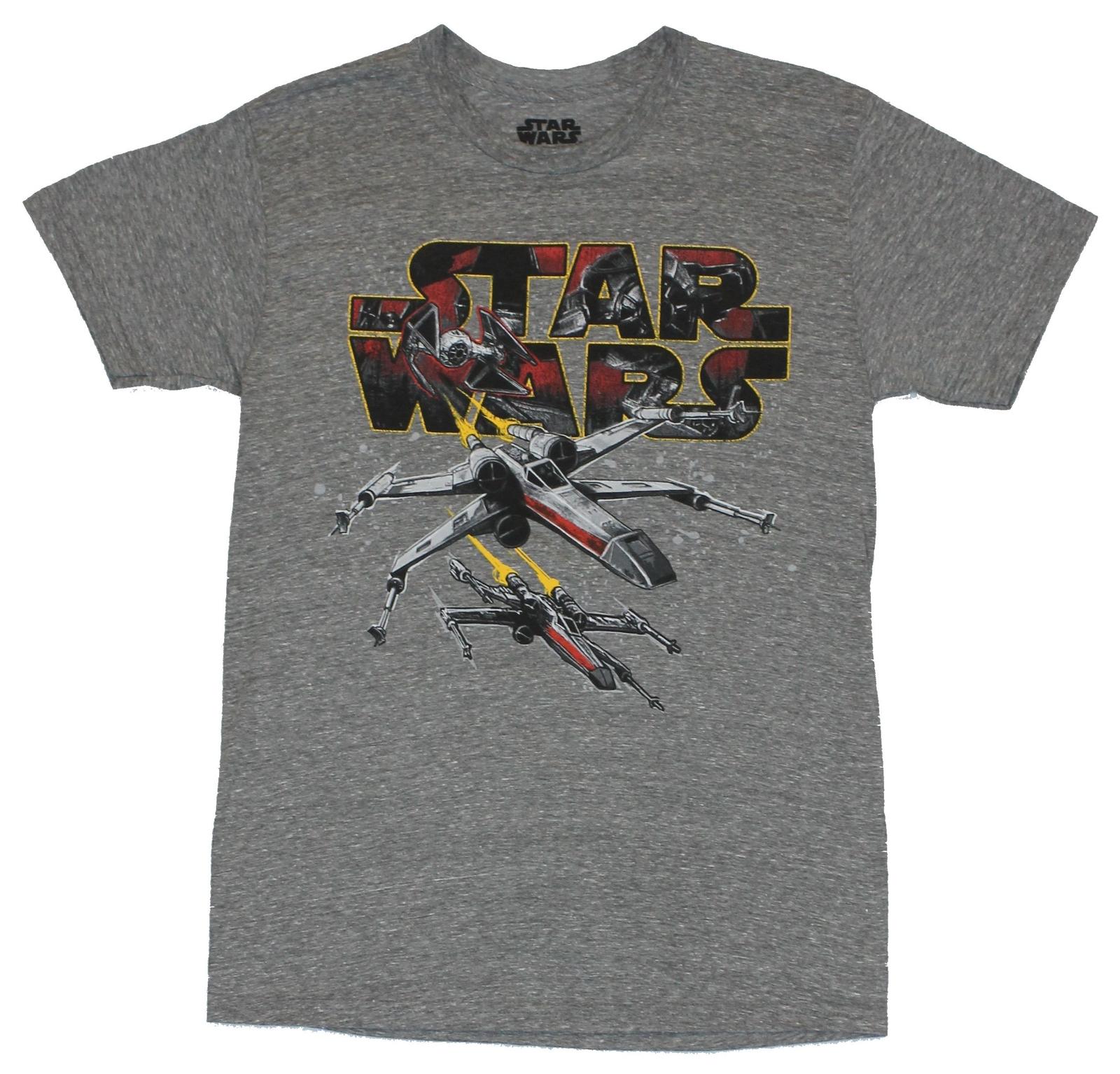 Star Wars Adult New T-Shirt - Tie Fighters Chasing X-Wing Through the Logo Pic XXXXL