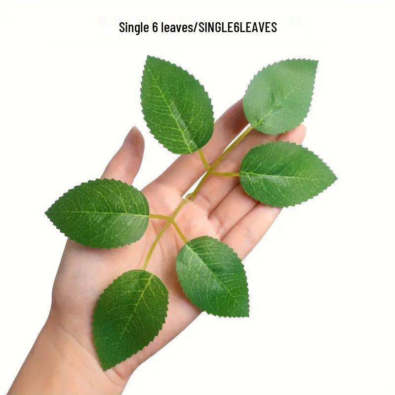 6-Petal Silkscreen Rose Leaves for Floral Stem and Soap Flower Crafting