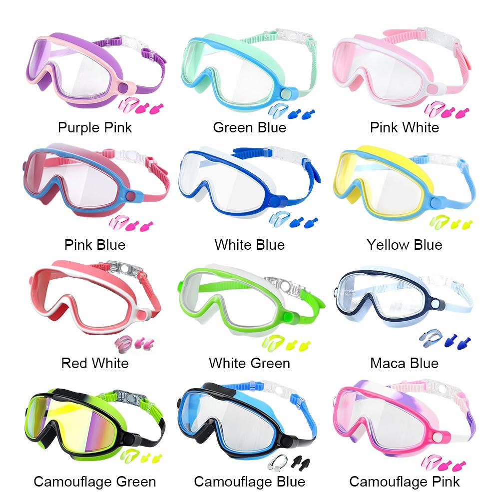 Kids Swimming Goggles No Leaking Swim Goggles with Ear Plugs Nose Clip for Children From 4 To 15 Years Old