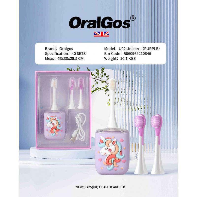 מברשת שיניים חשמלית לילדים עם עיצוב מצויר של אסטרונאוט, דינוזאור וחדי קרן