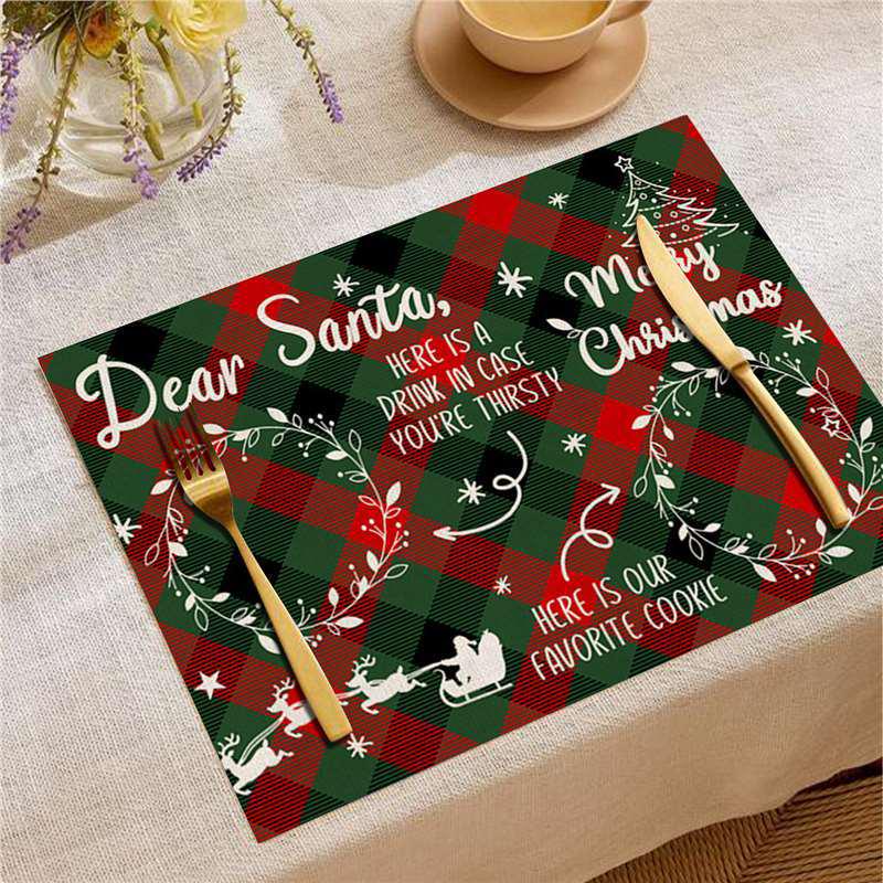 New Year Christmas Table Mat Print: Simple Home Tablecloth Placemat and Decoration