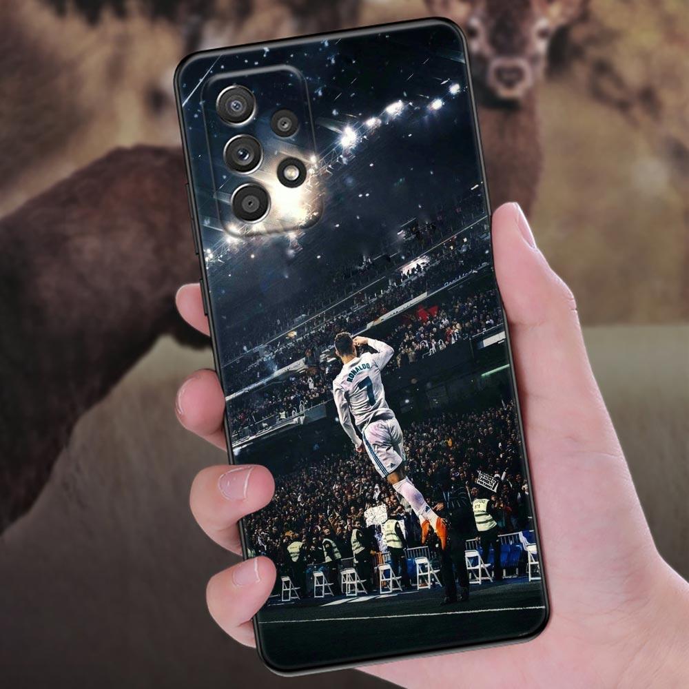 C-R-7 Dark Football Phone Case For Samsung Galaxy A57 A56 A37 A55 A36 5G A26 A54 A52 A35 A34 A25 A17 A16 A15 A07 A06 Soft Cover