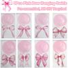 Pink Bow Happy Birthday Banner Garland and Hanging Swirls for Girl Pink Bow Coquette Birthday Party Decorations