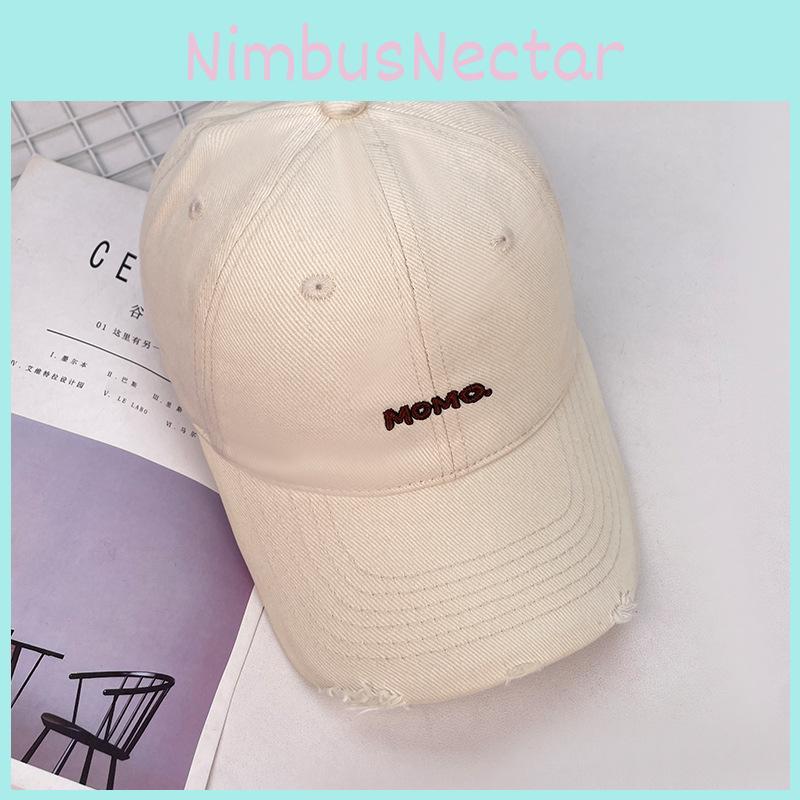 Letter And Embroidery Ripped Design Women Summer Sun Shading Cap Baseball