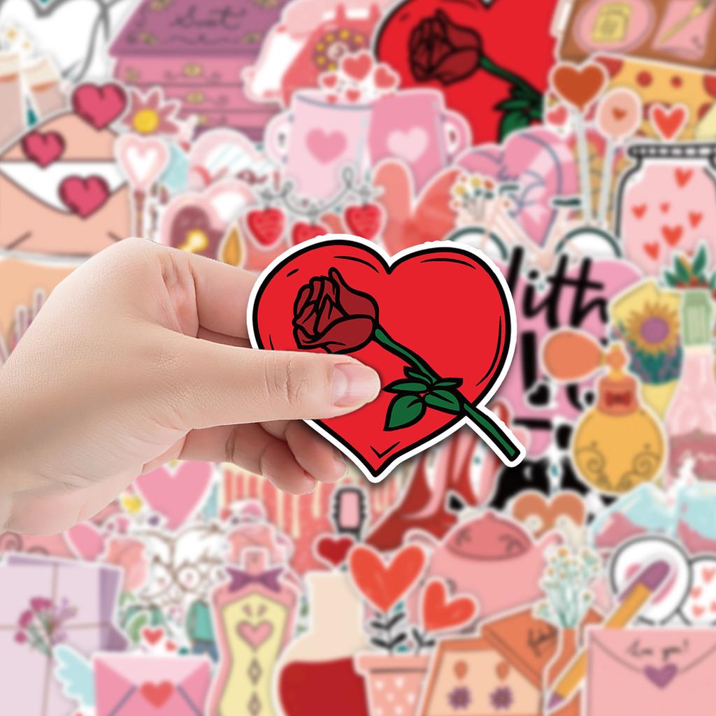 50 Valentine's Day Graffiti Stickers Suitcase Car Notebook Skateboard Water Cup Waterproof Decorative Stickers