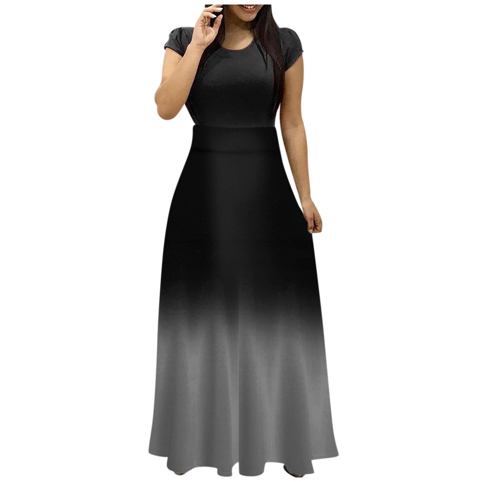 Женская летняя модная повседневная винтажная макси-юбка с круглым вырезом и коротким — фото 3