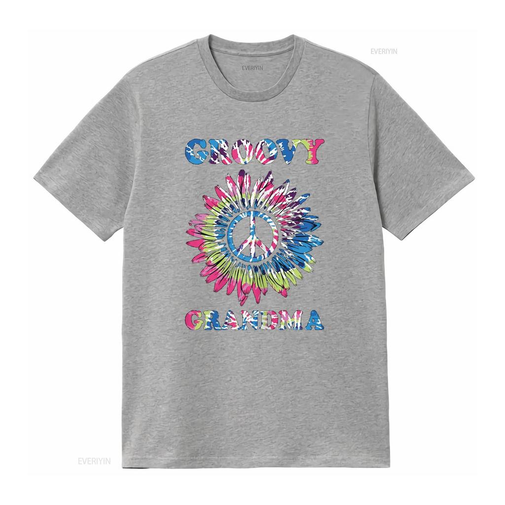 Groovy Grandma Vintage Tie Dye Peace Sign T Shirt vintage Washed Breathable Casual Slightly Top For Everyday Wear Versatile