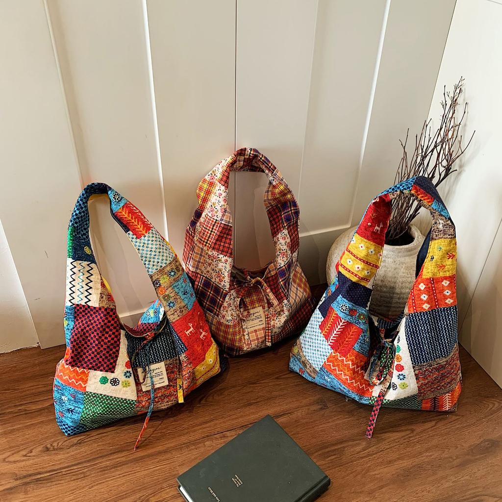 Spring and Summer New Retro Double-sided Vest Bag Saimi Style Shoulder Bag Large Capacity Shopping Bag Holder