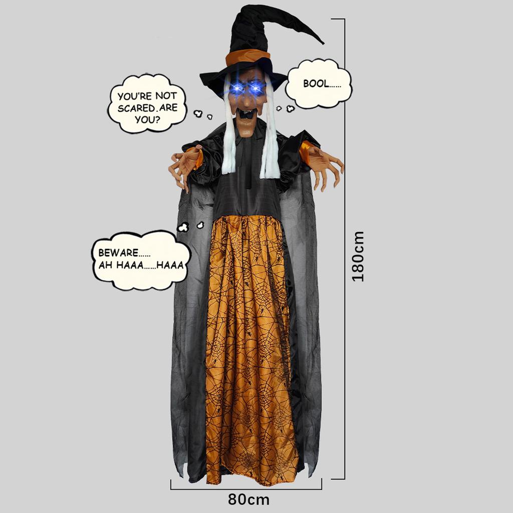 Halloween Electronic Witch Decoration, Life-size Hanging Witch Halloween Decoration, Scary Flying Electronic Witch For Halloween Decoration