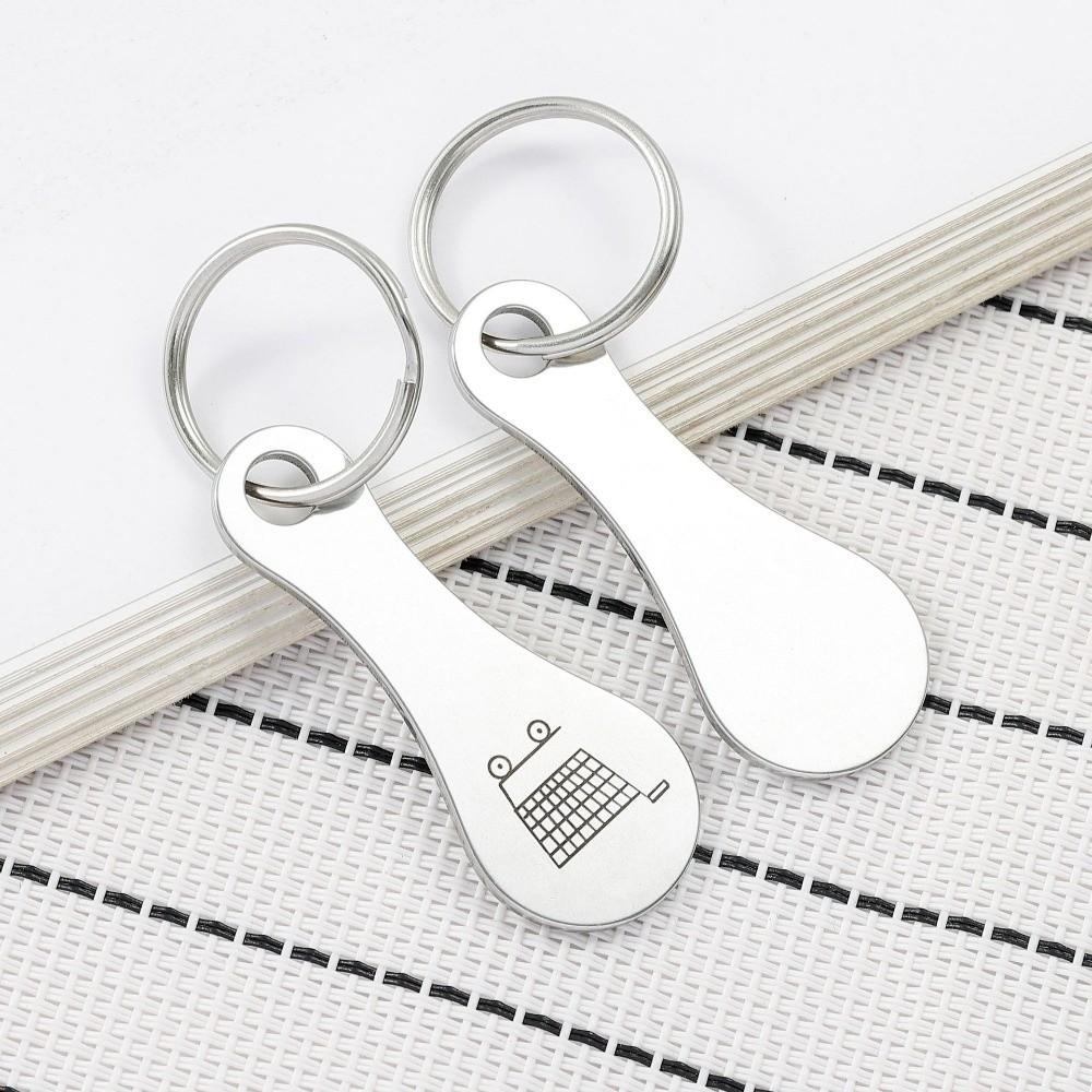 Stainless Steel Trolley Key Holder Metal Ring Supermarket Keyring Shopping Cart Keychain  Men