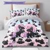 Pink Gradient Cartoon Pattern Bedding,Quilt Set Quilt Cover Pillowcase Home Birthday Gift (1 * Duvet Cover + 2 * Pillowcase, Without Core)