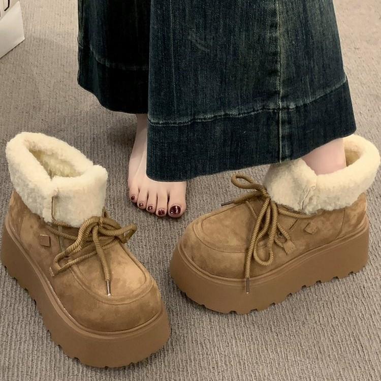 Muffin dicksohlige erhöhende Schneestiefel Damen 2025 neue Winter Samt warme kurze Stiefel Martin Stiefel flauschige Baumwollschuhe