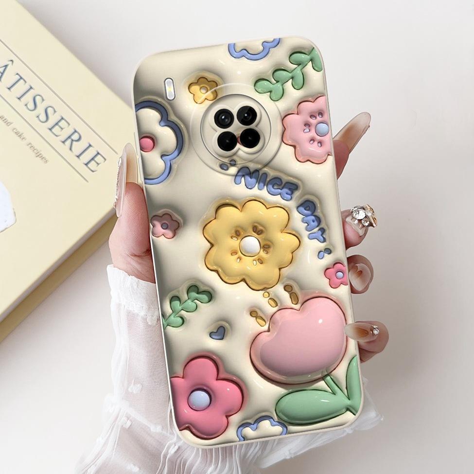 For Huawei Y9a Case Fashion Cute Cartoon Luxury Flowers Silicone Back Cover For Huawei Y9a Phone Case Shockproof Bumper FRL-L22