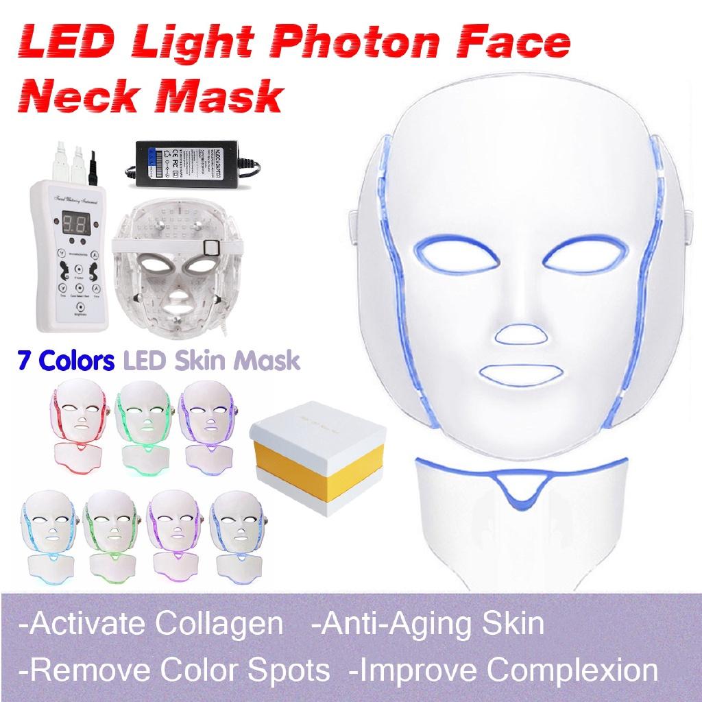 7 Colors LED Light Facial Mask Photon Face Neck Mask Rejuvenation Face Mask Machine Household Beauty Light Therapy