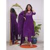 Women's Rayon Embroidered Flared Kurta with Pant And Dupatta Sets