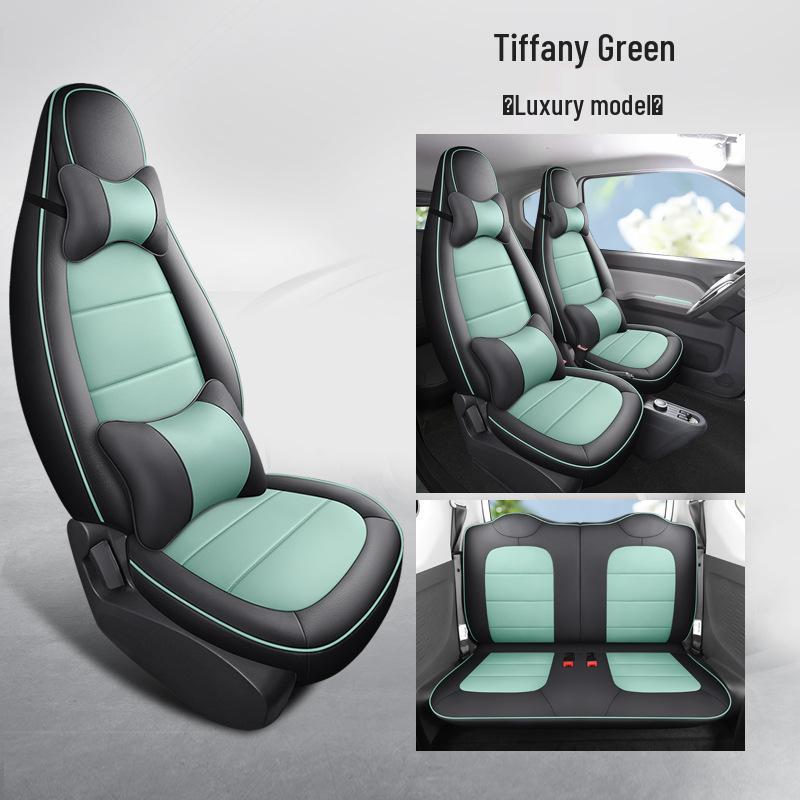 Wuling Mini Cute Cartoon Leather Car Seat Cushion Cover - Universal Fit, All Seasons