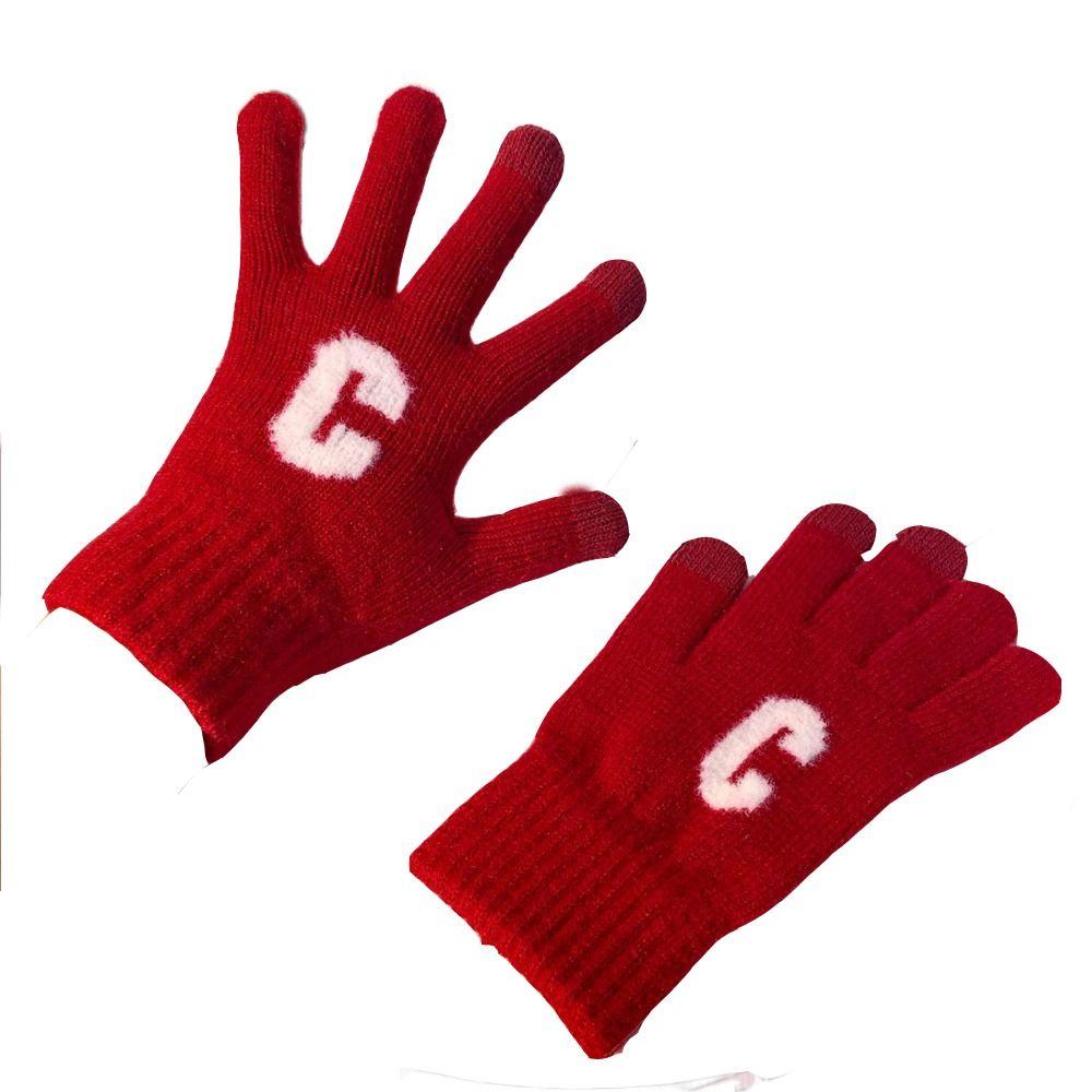 

Перчатки на всю кисть конфетного цвета для улицы Перчатки в корейском стиле Женские вязаные перчатки красный