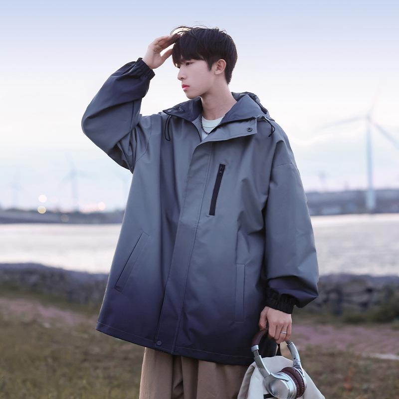 

Мужская куртка с капюшоном градиентного цвета «Горы», новая весенне-осенняя, для активного отдыха и работы на открытом воздухе, альпинистская куртка 5XL серый