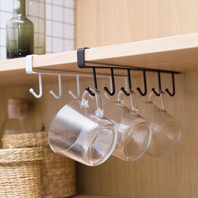 6 Haken Unterregal Tassenhalter, Weinglashalter, Becherhalter Aufhänger, Multifunktionales Küchenutensil Ohne Bohren Gestell
