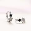 Wind Star Ear Buckle Female, Simple Zircon Epoxy Black Pentagram Earrings Female, Student Jewelry