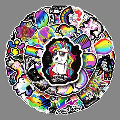 50 duhově zbarvených personalizovaných DIY graffiti samolepek Skútr Lednice Helma Vodotěsný hrnek Vodotěsné dekorativní samolepky