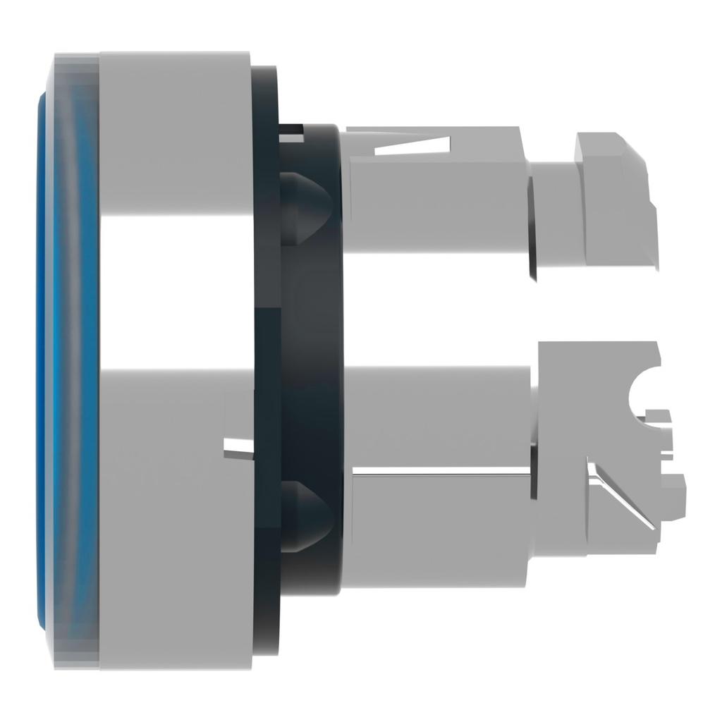 Blue Metal Harmony Flat Pushbutton Head with Spring Return, LED