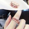 Color Circle Red Love Micro Stone Rose Gold Opening Rings For Women Fashion Gold Metal Geometric Jewelry Gifts