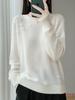 2025 Autumn/Winter Women's Loose Round Neck 100% Pure Wool Embroidered Long Sleeve Sweater Base Layer