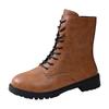 Women's Low Heeled Round Toe Chunky Heeled Stylish And Comfortable Short Ankle Boots With Side Taupe Boots for Women Low Heel