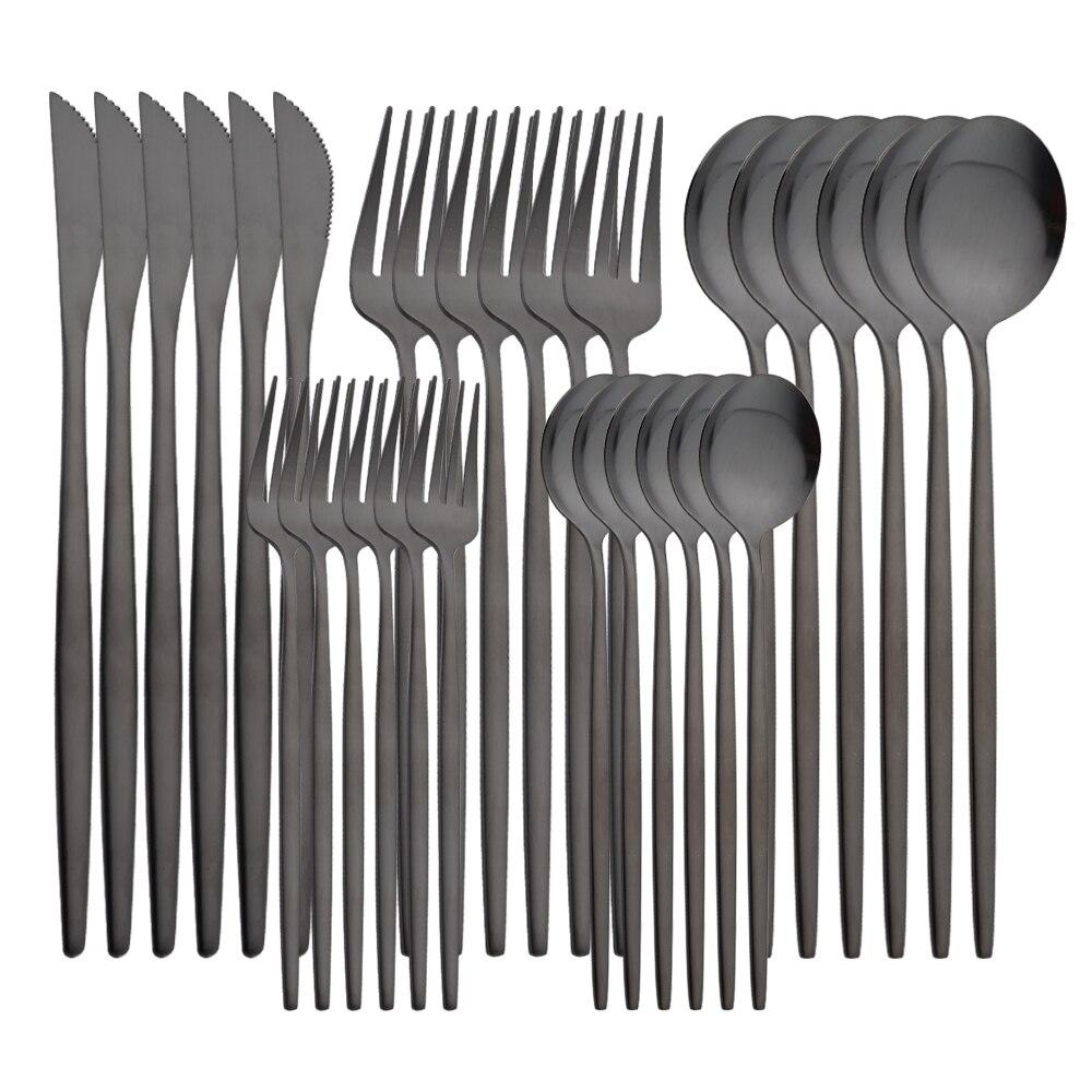 30PCS Geschirr Matte Grün Gold Bunte Edelstahl Besteck Messer Dessert Gabel Löffel Party Home Küche Geschirr Besteck Set