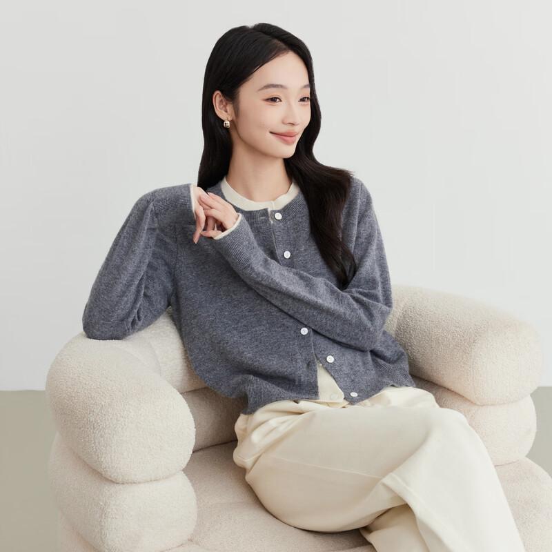 Elva' Island Women's Round Neck Short Knit Cardigan